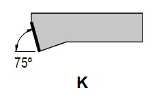 ISO značení soustrunických nožů - úhel nastavení K